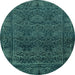 Round Persian Light Blue Bohemian Rug, abs1676lblu