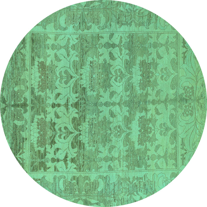 Round Oriental Turquoise Traditional Rug, abs1677turq