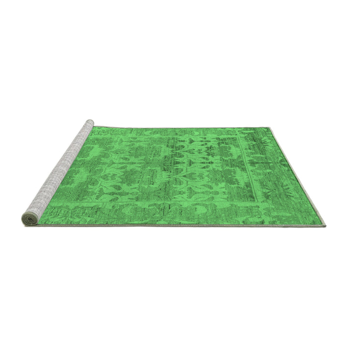 Sideview of Machine Washable Oriental Emerald Green Traditional Area Rugs, wshabs1677emgrn