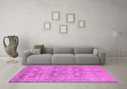 Machine Washable Oriental Purple Traditional Area Rugs in a Living Room, wshabs1677pur
