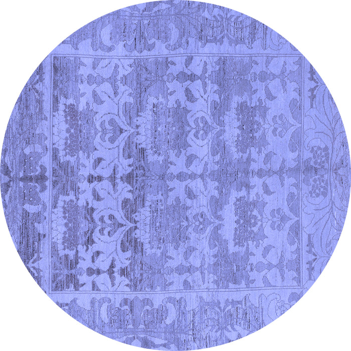 Round Machine Washable Oriental Blue Traditional Rug, wshabs1677blu