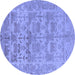 Round Machine Washable Oriental Blue Traditional Rug, wshabs1677blu