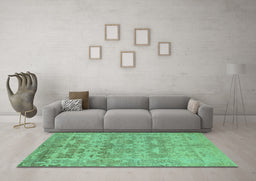 Machine Washable Oriental Turquoise Traditional Area Rugs in a Living Room,, wshabs1677turq