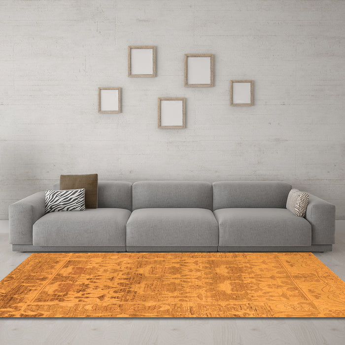 Machine Washable Oriental Orange Traditional Area Rugs in a Living Room, wshabs1677org