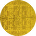 Round Oriental Yellow Traditional Rug, abs1677yw