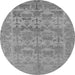 Round Machine Washable Oriental Gray Traditional Rug, wshabs1677gry