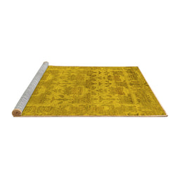 Sideview of Machine Washable Oriental Yellow Traditional Rug, wshabs1677yw
