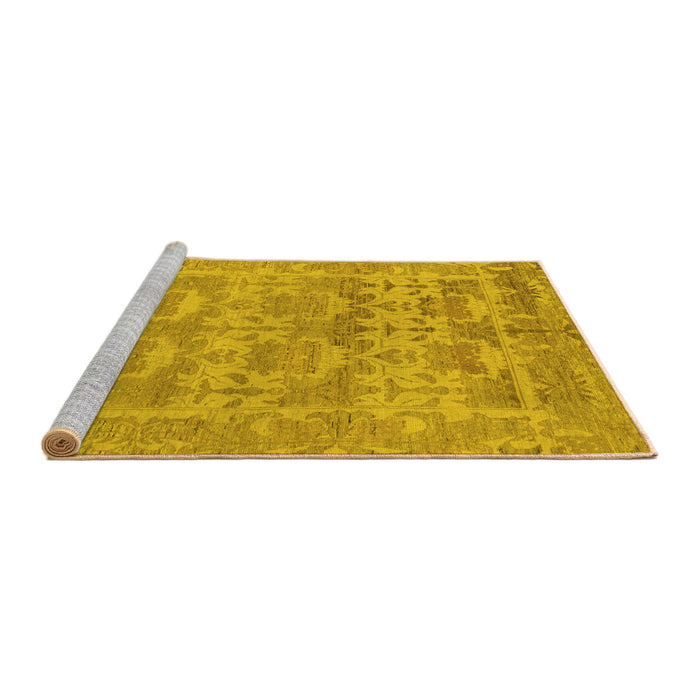 Sideview of Machine Washable Oriental Yellow Traditional Rug, wshabs1677yw