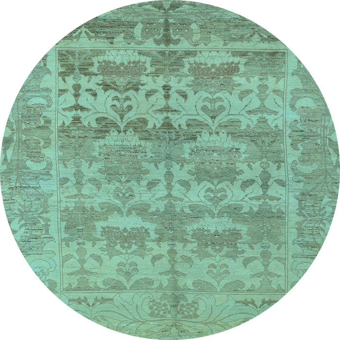 Round Oriental Light Blue Traditional Rug, abs1677lblu