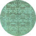 Round Oriental Light Blue Traditional Rug, abs1677lblu