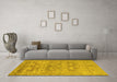 Machine Washable Oriental Yellow Traditional Rug in a Living Room, wshabs1677yw