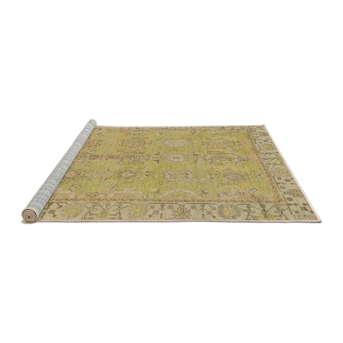 Sideview of Machine Washable Abstract Metallic Gold Rug, wshabs1678
