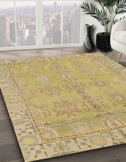 Machine Washable Abstract Metallic Gold Rug in a Family Room, wshabs1678