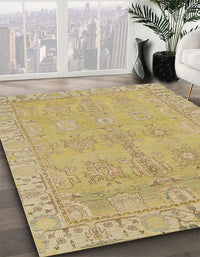 Abstract Metallic Gold Oriental Rug, abs1678