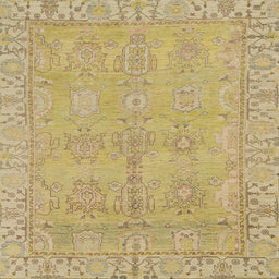 Square Abstract Metallic Gold Oriental Rug, abs1678