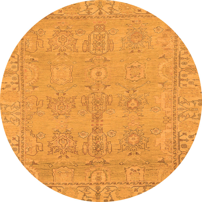 Round Oriental Orange Traditional Rug, abs1678org