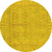 Round Oriental Yellow Traditional Rug, abs1678yw