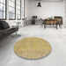 Round Abstract Metallic Gold Oriental Rug in a Office, abs1678