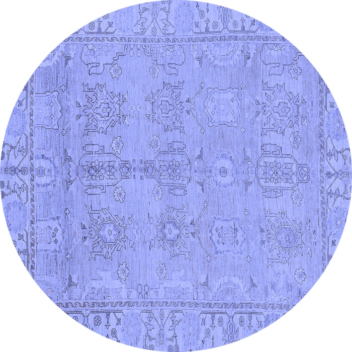 Round Machine Washable Oriental Blue Traditional Rug, wshabs1678blu
