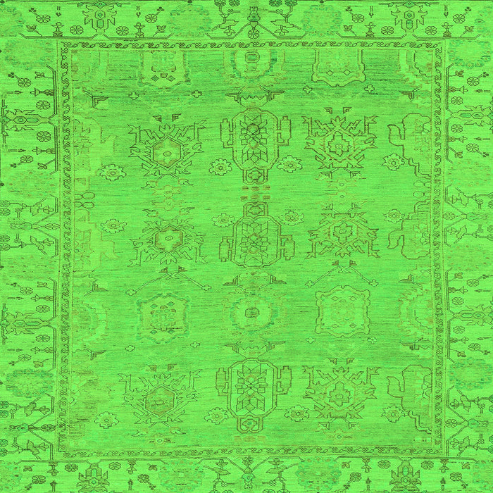 Square Machine Washable Oriental Green Traditional Area Rugs, wshabs1678grn