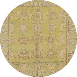 Round Abstract Metallic Gold Oriental Rug, abs1678