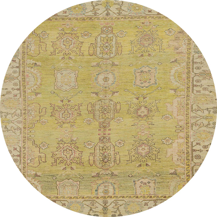 Round Abstract Metallic Gold Oriental Rug, abs1678