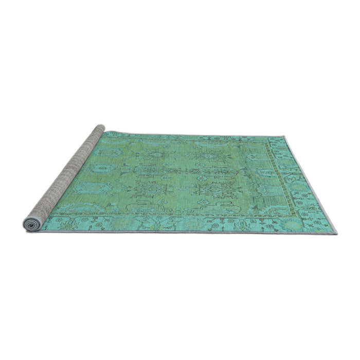 Sideview of Machine Washable Oriental Light Blue Traditional Rug, wshabs1678lblu