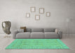 Machine Washable Oriental Turquoise Traditional Area Rugs in a Living Room,, wshabs1678turq