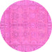 Round Oriental Pink Traditional Rug, abs1678pnk