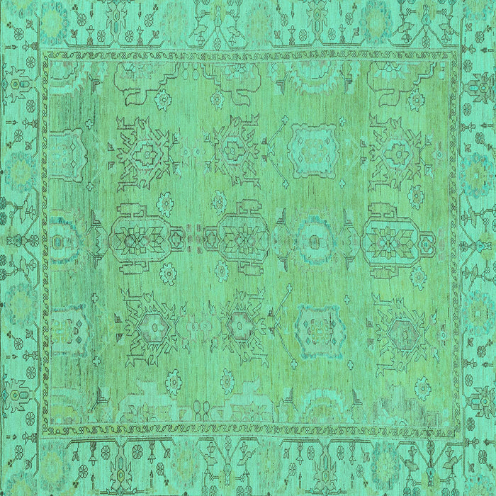 Square Machine Washable Oriental Turquoise Traditional Area Rugs, wshabs1678turq