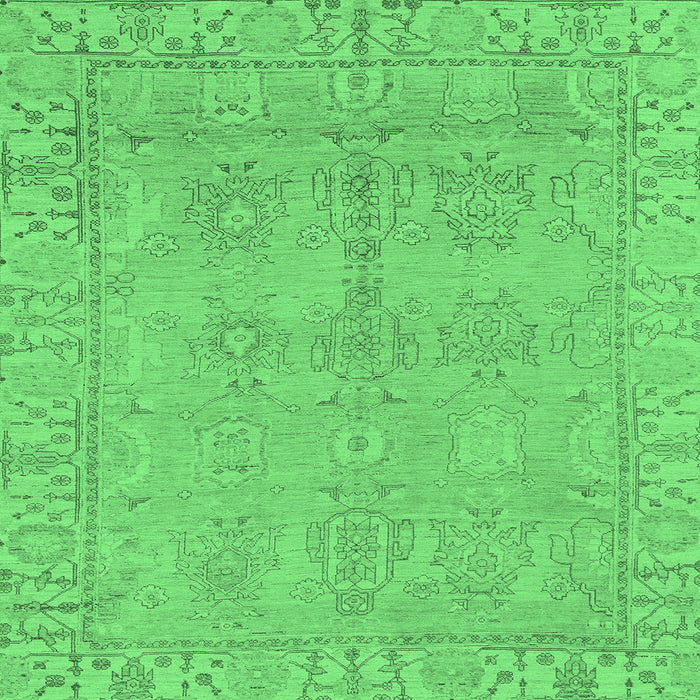 Square Machine Washable Oriental Emerald Green Traditional Area Rugs, wshabs1678emgrn