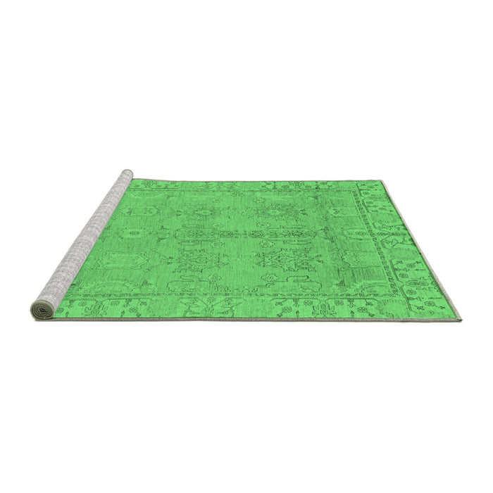 Sideview of Machine Washable Oriental Emerald Green Traditional Area Rugs, wshabs1678emgrn