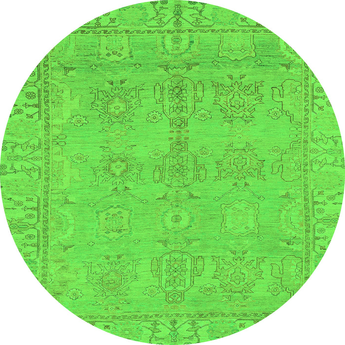 Round Machine Washable Oriental Green Traditional Area Rugs, wshabs1678grn