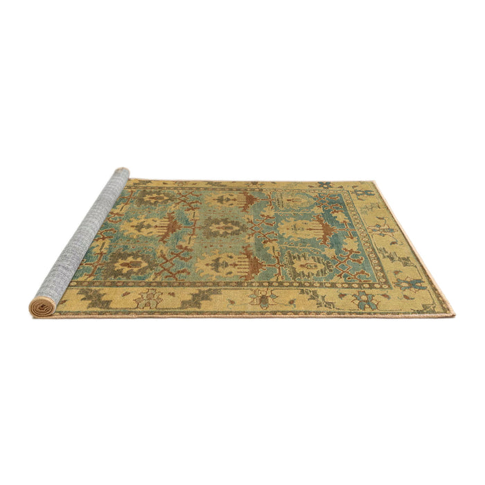 Sideview of Machine Washable Abstract Gold Rug, wshabs1679