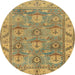 Round Abstract Gold Oriental Rug, abs1679