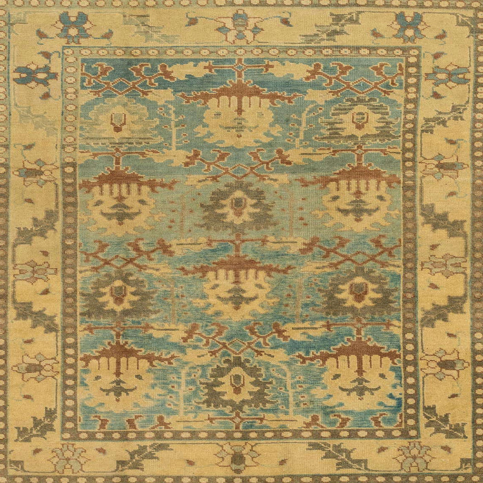 Square Machine Washable Abstract Gold Rug, wshabs1679