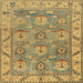 Square Machine Washable Abstract Gold Rug, wshabs1679