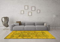 Machine Washable Oriental Yellow Traditional Rug, wshabs1679yw