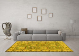 Machine Washable Oriental Yellow Traditional Rug in a Living Room, wshabs1679yw