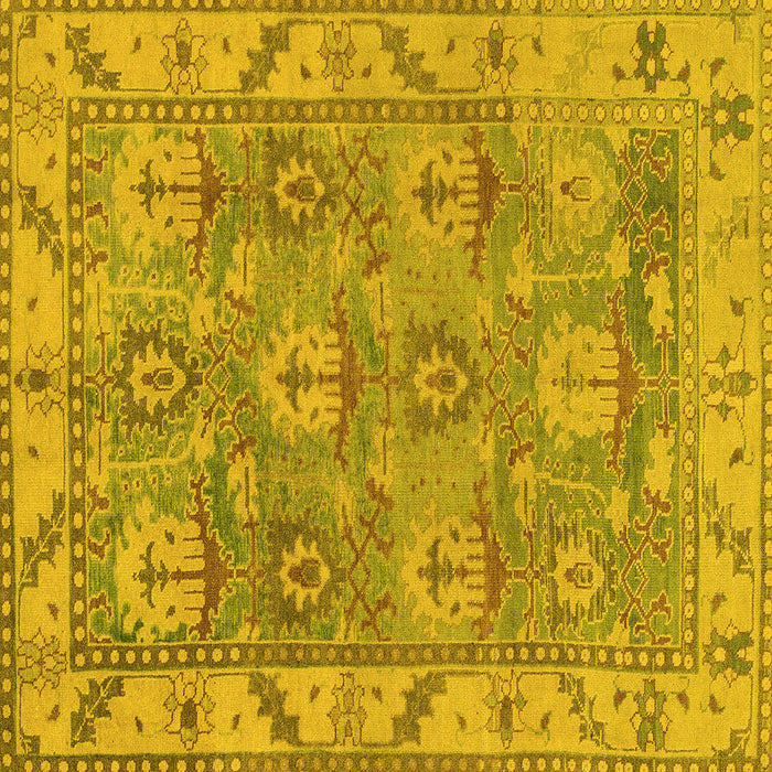 Square Machine Washable Oriental Yellow Traditional Rug, wshabs1679yw