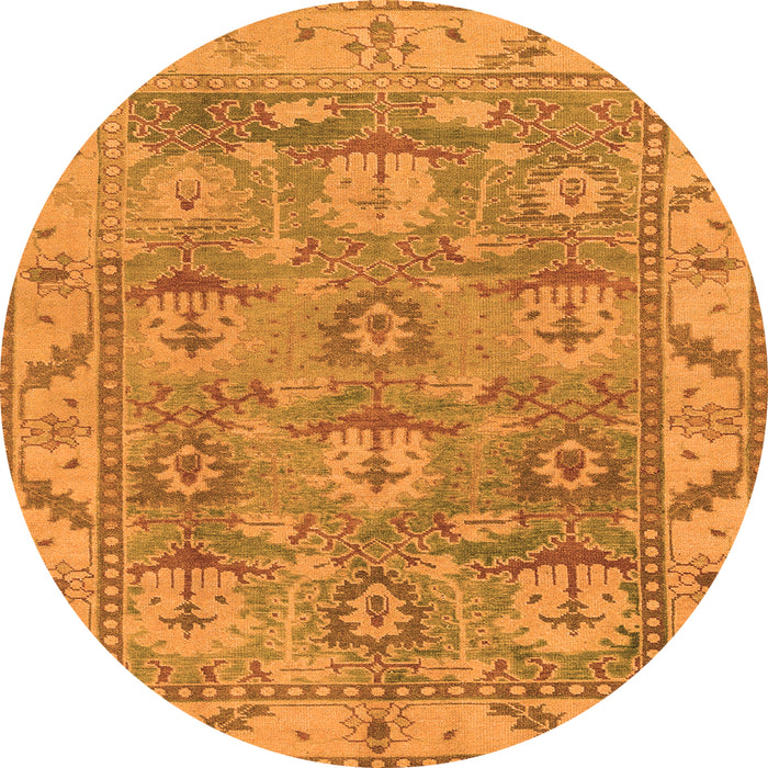 Round Machine Washable Oriental Orange Traditional Area Rugs, wshabs1679org