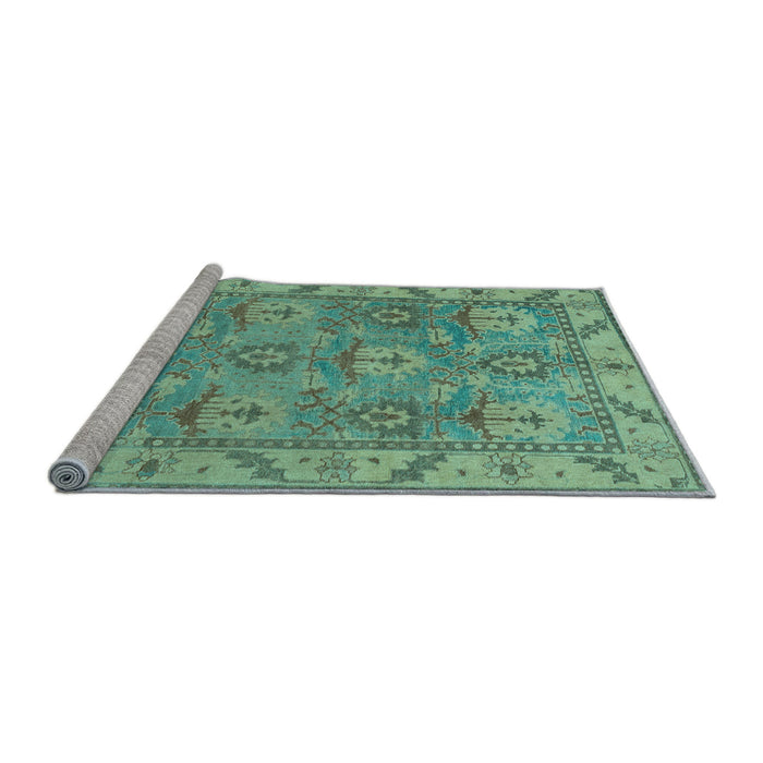 Sideview of Machine Washable Oriental Light Blue Traditional Rug, wshabs1679lblu