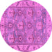 Round Machine Washable Oriental Purple Traditional Area Rugs, wshabs1679pur