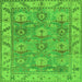 Square Machine Washable Oriental Green Traditional Area Rugs, wshabs1679grn