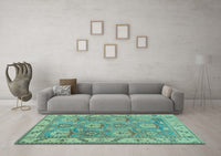 Machine Washable Oriental Light Blue Traditional Rug, wshabs1679lblu