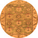 Round Oriental Orange Traditional Rug, abs1679org