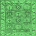 Square Machine Washable Oriental Emerald Green Traditional Area Rugs, wshabs1679emgrn