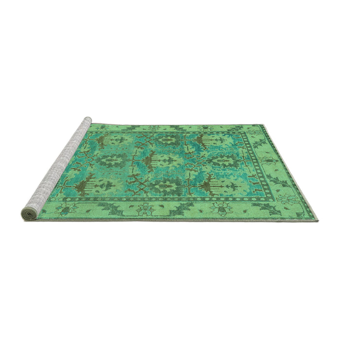 Sideview of Machine Washable Oriental Turquoise Traditional Area Rugs, wshabs1679turq