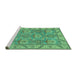 Sideview of Machine Washable Oriental Turquoise Traditional Area Rugs, wshabs1679turq