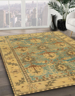 Machine Washable Abstract Gold Rug in a Family Room, wshabs1679